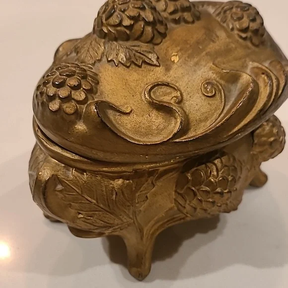 Antique Ormolu Jewelry Box Bronze Footed Jewelry Casket